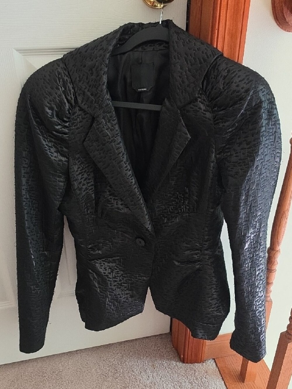 bebe Black Textured Single-Button Blazer - Picture 2 of 9